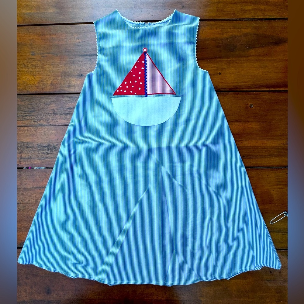 4th of July summer sundress by Mary James Size 6 sailboat Red / White / Blue